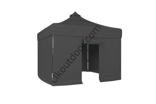 CLK 3x3 Metre Kısa Bagaj Boy 115 cm Katlanabilir Gazebo Çadır 4 Yan Perdeli 1 Kapılı Gri