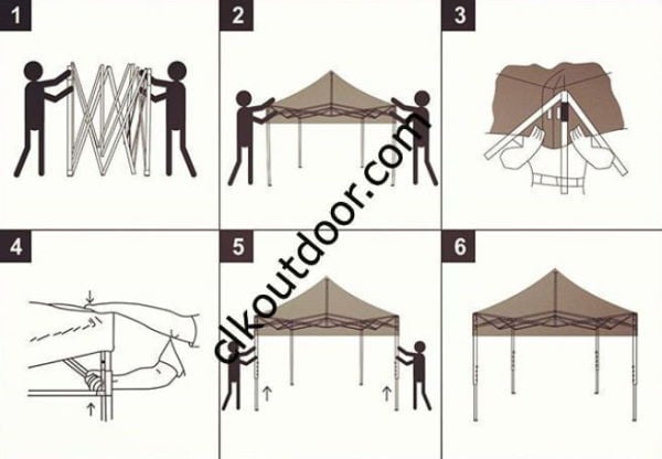 CLK 3x3 Metre Kısa Bagaj Boy 115 cm Katlanabilir Gazebo Çadır 4 Yan Perdeli 1 Kapılı Açık Gri
