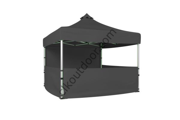 CLK 3x3 Metre Kısa Bagaj Boy 115 cm Katlanabilir Gazebo Çadır 3 Yan Yarım 1 Tam Perdeli Stand Çadırı Gri