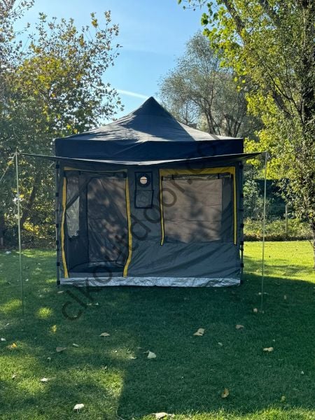 CLK 3x3 Metre 30mm Gazebo Katlanabilir Kamp Çadırı Portatif Tenteli Model Haki Askeri Yeşil