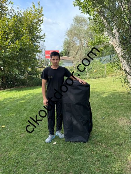 CLK 3x3 mt Yeni Nesil 2 Kapı 4 Pencere TENTELİ 40 mm Kısa Bagaj Boy 115 cm Gazebo Portatif Kamp Çadırı Gri Kırmızı