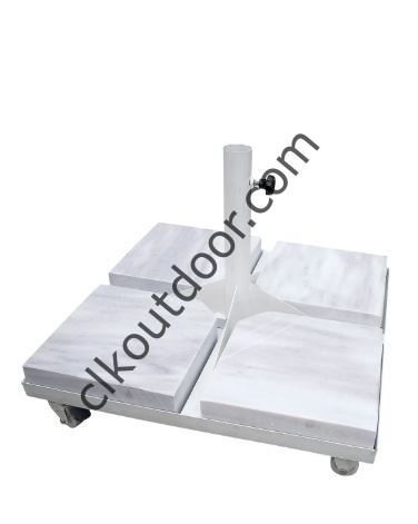 CLK 3,5x3,5 Metre Bacalı Mega Q60 Şemsiye Bahçe Cafe Havuz Otel Restorant Şemsiyeleri Siyah - Metal Hareketli Ayak 4 Mermerli (70x70cm 120 kg)