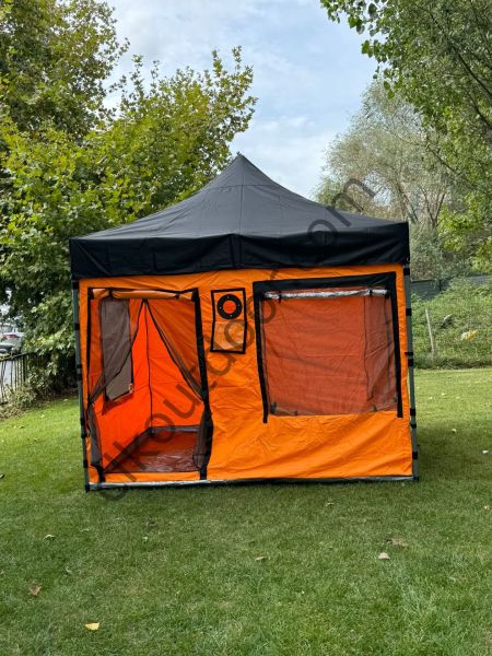 CLK 3x3 40mm Katlanır Gazebo Portatif Kamp Çadır Turuncu Bordo