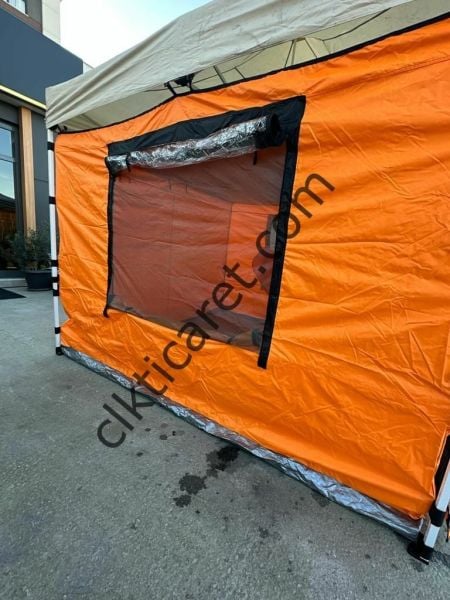 CLK 3x3 40mm Katlanır Gazebo Portatif Kamp Çadır Turuncu Gri