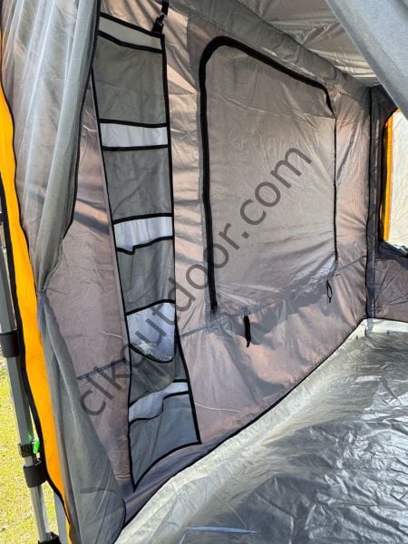 CLK 3x3 Metre 30 mm Profil Yeni Nesil 2 Kapı 4 Sineklikli  Portatif Katlanır Portatif Gazebo Kamp Çadır Gri Bej