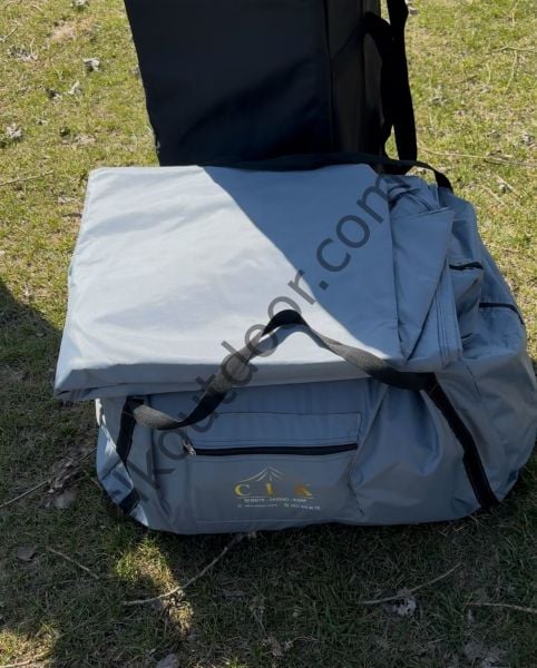 CLK 3x3 Metre 30 mm Profil Yeni Nesil 2 Kapı 4 Sineklikli  Portatif Katlanır Portatif Gazebo Kamp Çadır Gri Bej