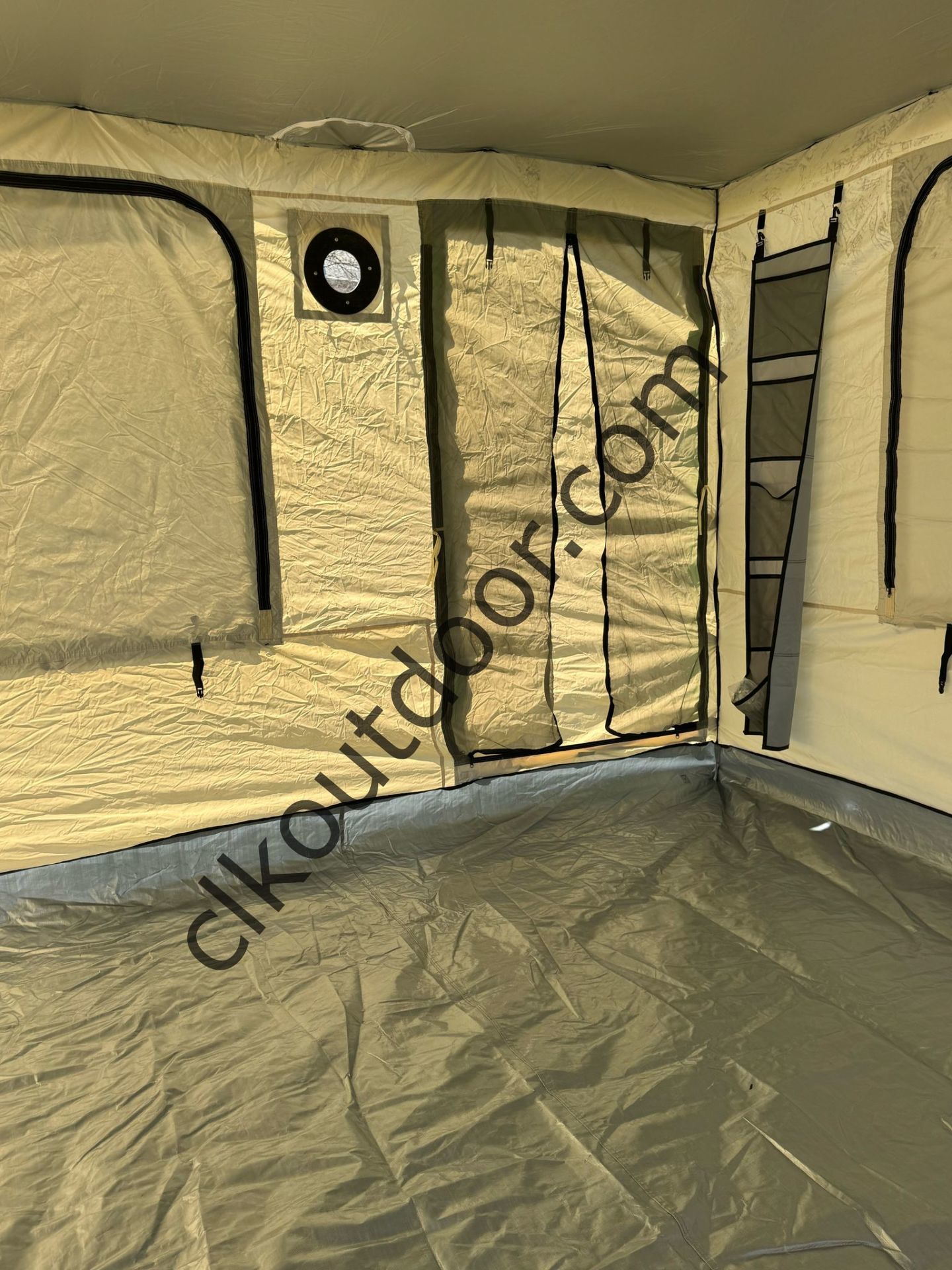 CLK 3x3 mt 40 mm Yeni Nesil 2 Kapı 4 Pencere Gazebo Portatif Kamp Çadırı Krem Beyaz