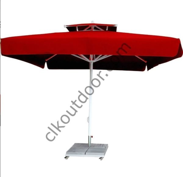 CLK 4x4 Metre Bacalı Mega Q60 Şemsiye Bahçe Cafe Havuz Otel Restorant Şemsiyeleri Açık Yeşil - Metal Hareketli Ayak 4 Mermerli (70x70cm 120 kg)