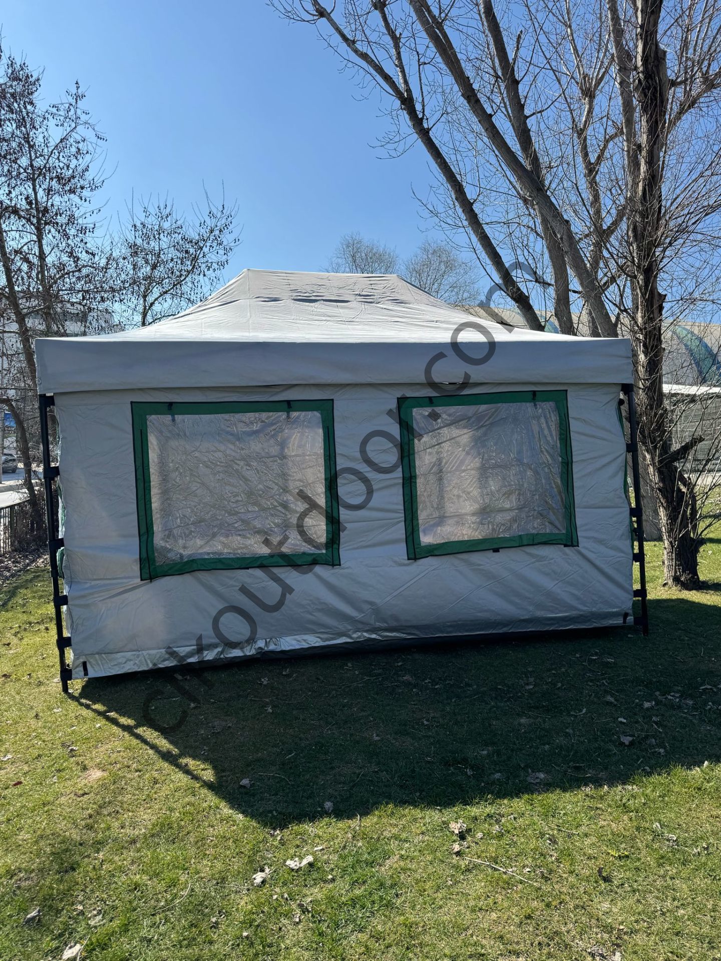 CLK 3x4,5 mt 40 mm İskelet Gazebo Portatif Kamp ve Karavan Çadırı Katlanabilir Tente Gri Saks Mavi
