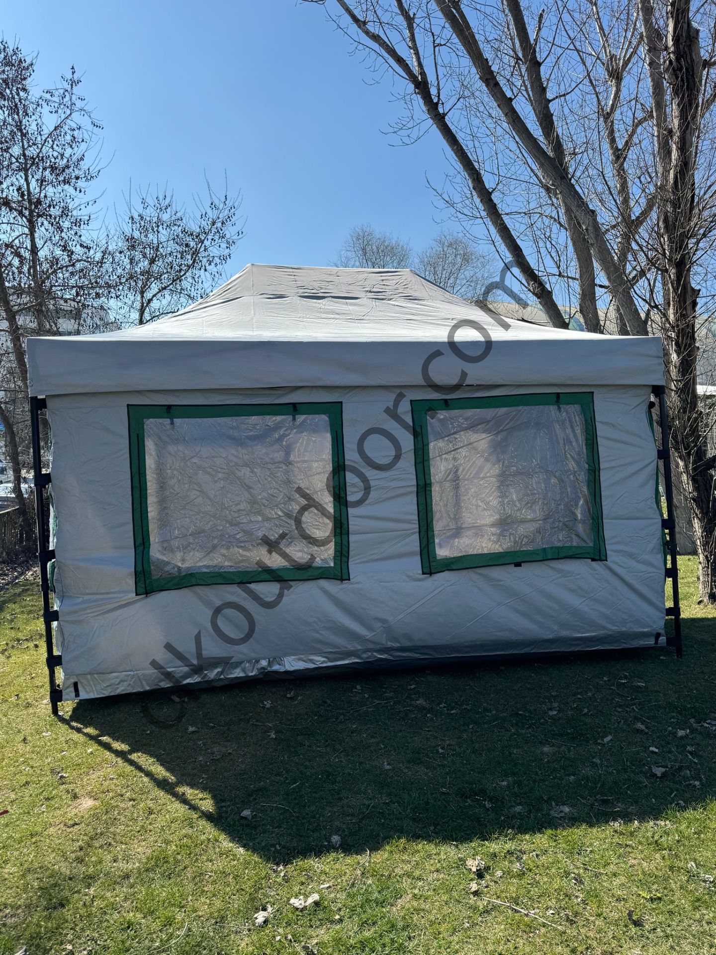 CLK 3x4,5 mt 40 mm İskelet Gazebo Portatif Kamp ve Karavan Çadırı Katlanabilir Tente Gri Benetton Yeşil