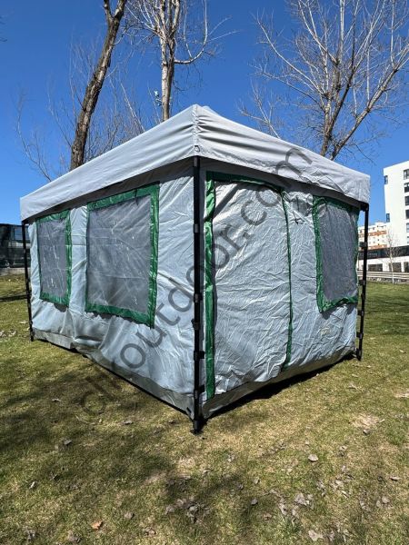CLK 3x4,5 mt 40 mm İskelet Gazebo Portatif Kamp ve Karavan Çadırı Katlanabilir Tente Gri Açık Gri