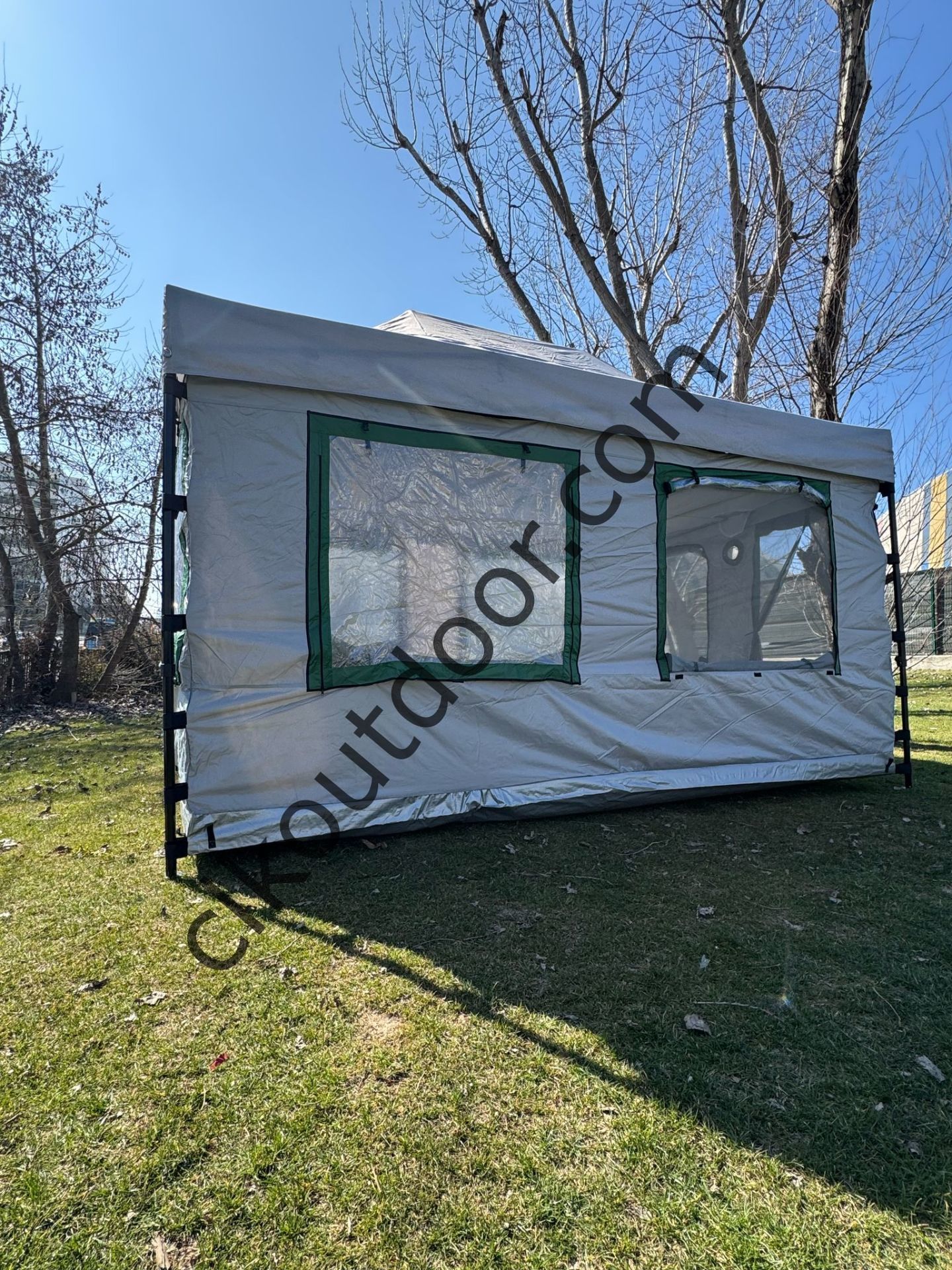 CLK 3x4,5 mt 30 mm İskelet Gazebo Portatif Kamp ve Karavan Çadırı Katlanabilir Tente Gri Sarı