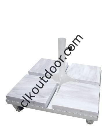 CLK 4x4 Metre Bacalı Mega Q60 Şemsiye Bahçe Cafe Havuz Otel Restorant Şemsiyeleri Gri - Metal Hareketli Ayak 4 Mermerli (70x70cm 120 kg)