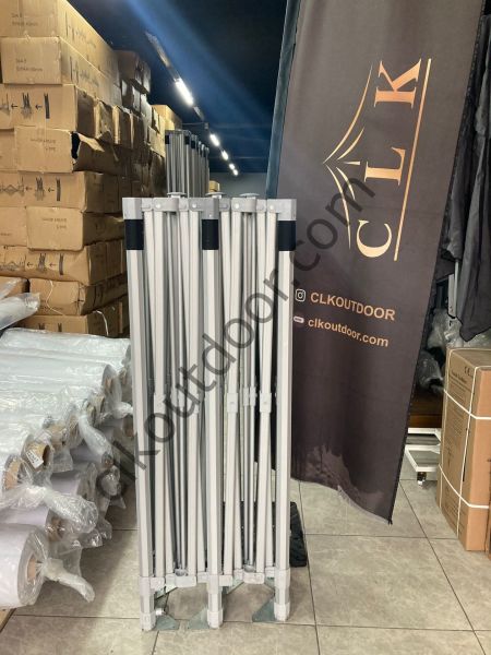 CLK 3x6 52mm Kalın Alüminyum Katlanabilir Tente Gazebo Çadır 3 Kenar Yarım Duvarlı Gazebo Çadır Açık Mavi (Turkuaz)