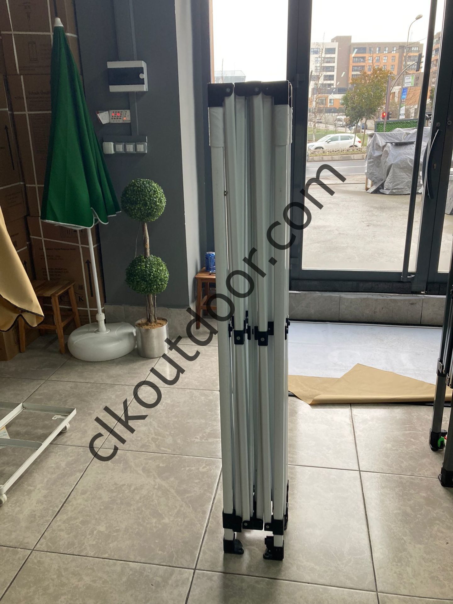 CLK 3x3 Metre 30mm Yeni Nesil 2 Kapı 4 Pencereli Gazebo Kamp Çadırı Portatif TENTELİ Model Gri