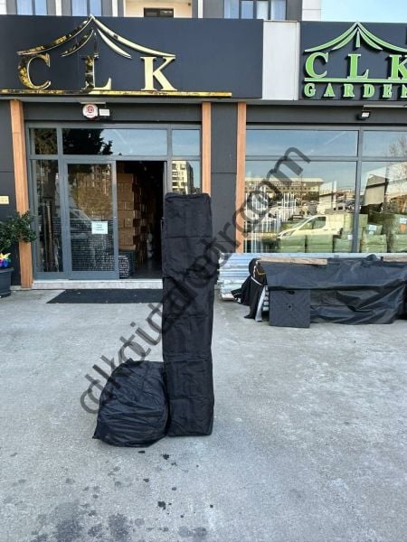 CLK 3x3 Metre 30 mm Profil Yeni Nesil 2 Kapı 4 Sineklikli  Portatif Katlanır Portatif Gazebo Kamp Çadır Gri