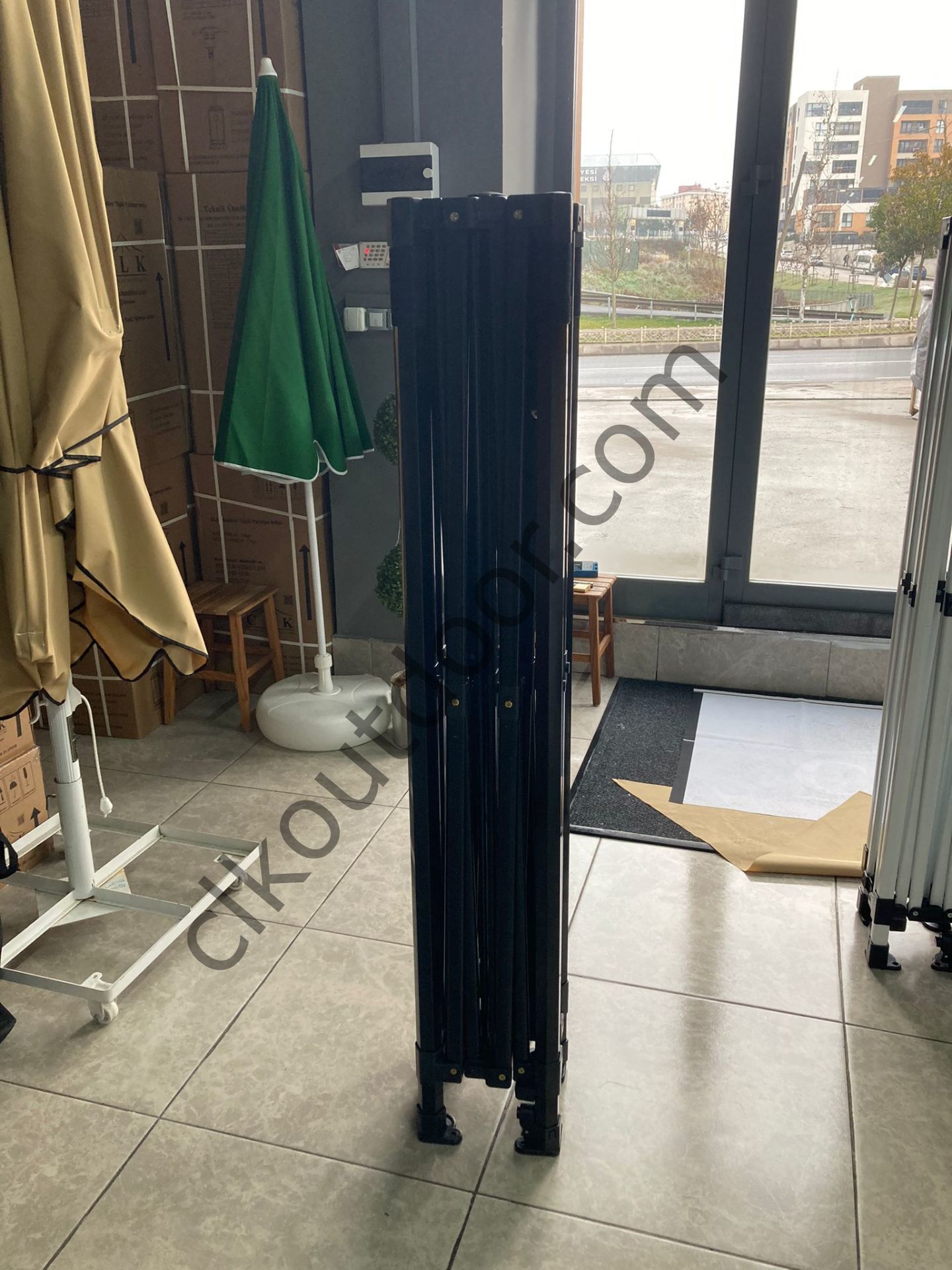 CLK 3x3 mt 40 mm İskelet Yeni Nesil 2 Kapı 4 Pencere TENTELİ Gazebo Portatif Kamp Çadırı Gri