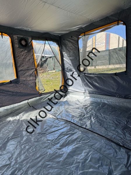 CLK 3x3 mt 40 mm İskelet Yeni Nesil 2 Kapı 4 Pencere TENTELİ Gazebo Portatif Kamp Çadırı Gri