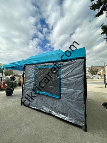 CLK 3x6 Verendalı 40 mm Profil Katlanır Portatif Gazebo Kamp Çadır Açık Gri Haki Askeri Yeşil