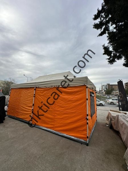 CLK 3x6 Metre 2 Odalı 40 mm Profil Portatif Katlanır Gazebo Kamp Çadır Turuncu