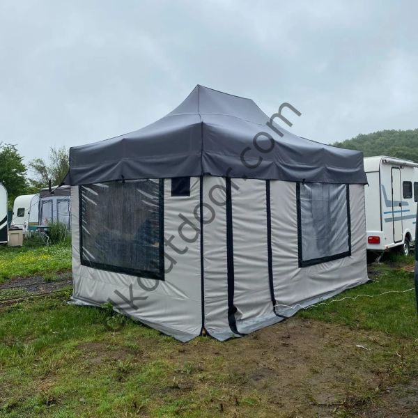 CLK 3x4,5 mt Eko 40mm Karavan Çadırı Portatif Katlanabilir Gazebo Tente Kış Bahçesi