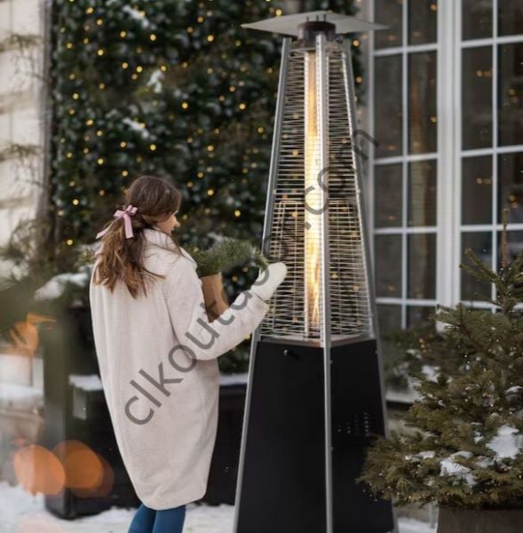 CLK Piramit Soba Siyah Renk Tüplü Dekoratif Bahçe Isıtıcısı