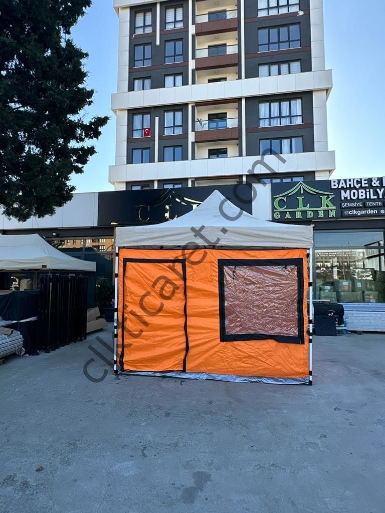 CLK 3x3 30mm Katlanır Gazebo Kamp Çadır Turuncu