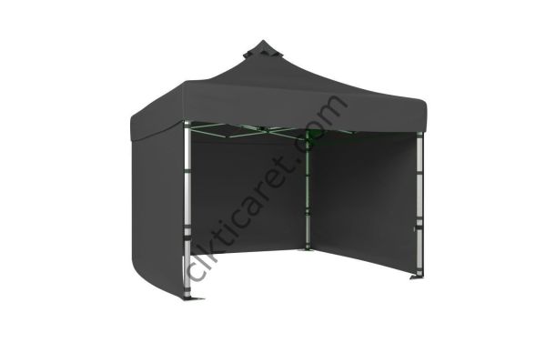 CLK 1,5x1,5 40mm Alüminyum Katlanabilir Tente Gazebo Çadır 3 Kenar Kapalı Gri