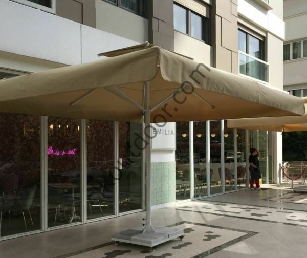 CLK 3x3 Metre Saçaklı Eko Model Krank Sistem Teleskopik Şemsiye Q80 Profil Polyester (Yerli) - Flanş - Siyah