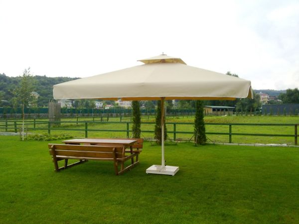 CLK 3x3 Metre Saçaklı Eko Model Krank Sistem Teleskopik Şemsiye Q80 Profil Akrilik (İthal) - Flanş - Siyah