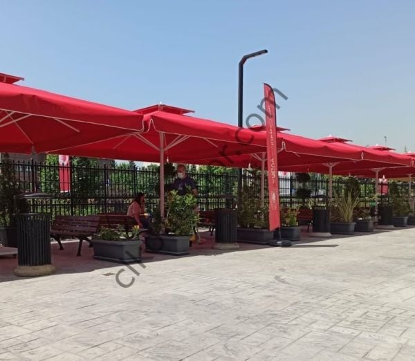 CLK 3x3 Metre Saçaklı Eko Model Krank Sistem Teleskopik Şemsiye Q80 Profil Akrilik (İthal) - Metal Hareketli Ayak 4 Mermerli (80x80cm 160 kg) - Siyah