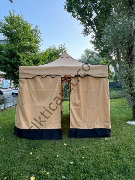 CLK 3x3 30 mm Garden Perdeler Hareketli Sürgülü Katlanabilir Tente Bahçe Çadırı Bej Açık Gri