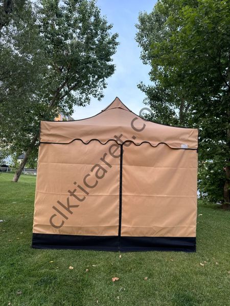 CLK 3x3 30 mm Garden Perdeler Hareketli Sürgülü Katlanabilir Tente Bahçe Çadırı Bej Bej