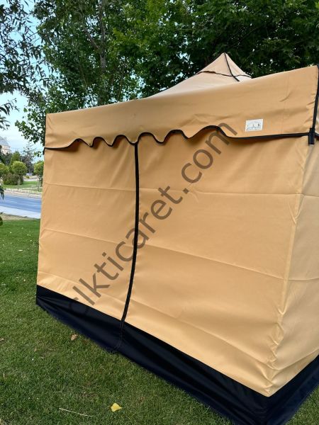 CLK 3x3 30 mm Garden Perdeler Hareketli Sürgülü Katlanabilir Tente Bahçe Çadırı Bej Bej