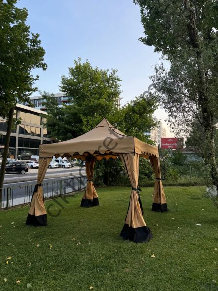 CLK 3x3 30 mm Garden Perdeler Hareketli Sürgülü Katlanabilir Tente Bahçe Çadırı Bej Bej