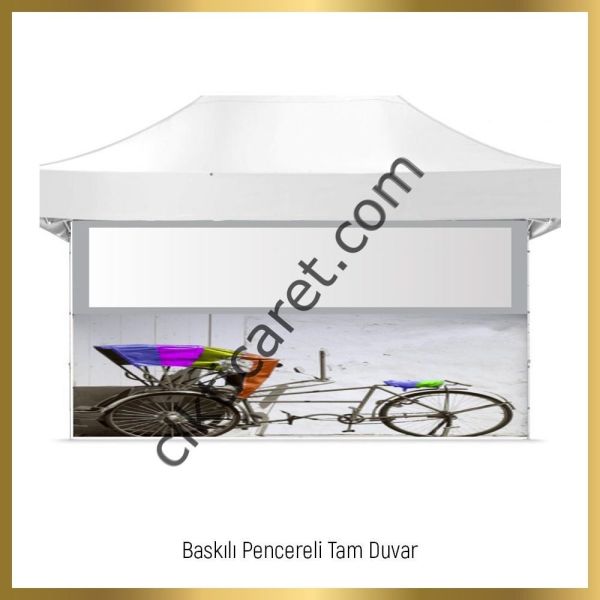 CLK 5x10 Metre Kalın 52mm Alüminyum Profil Logo Baskılı Gazebo Çadır Portatif Tente Set