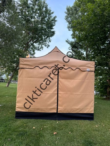 CLK 3x3 40 mm Garden Perdeler Hareketli Sürgülü Katlanabilir Tente Bahçe Çadırı Bej Bej