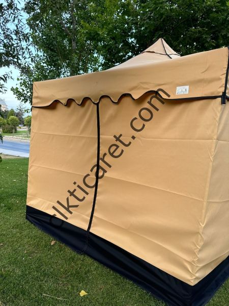 CLK 3x3 40 mm Garden Perdeler Hareketli Sürgülü Katlanabilir Tente Bahçe Çadırı Bej Bej