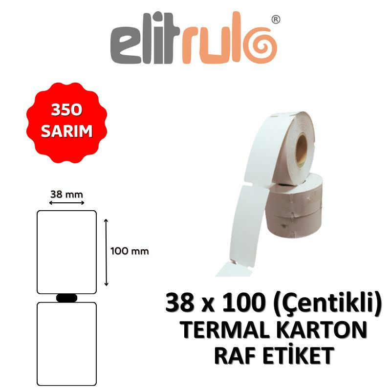 Elitrulo Termal Karton Raf Etiketi 38mm x 100mm ÇENTİKLİ - 350 Adet