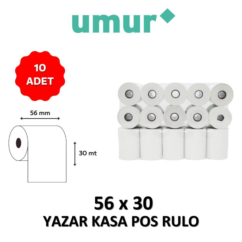 UMUR Yazar Kasa Pos Rulosu 56mm x 30mt - 10 Adet