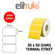 Elitrulo Barkod Etiketi 30x50 Termal SARI - 1000 Adet