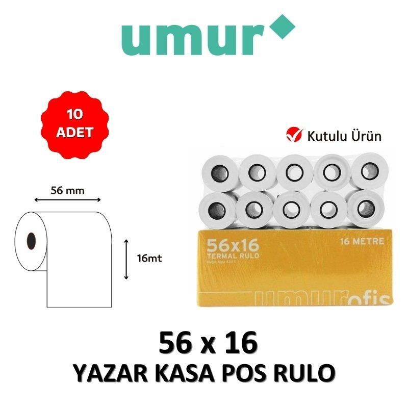 UMUR Yazar Kasa Pos Rulosu 56mm x 16mt - 10 Adet - KUTULU