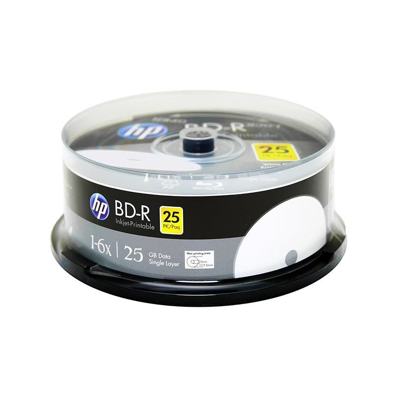 HP Blu-Ray BD-R 6X 25GB 25Li Cake Box (Printable)