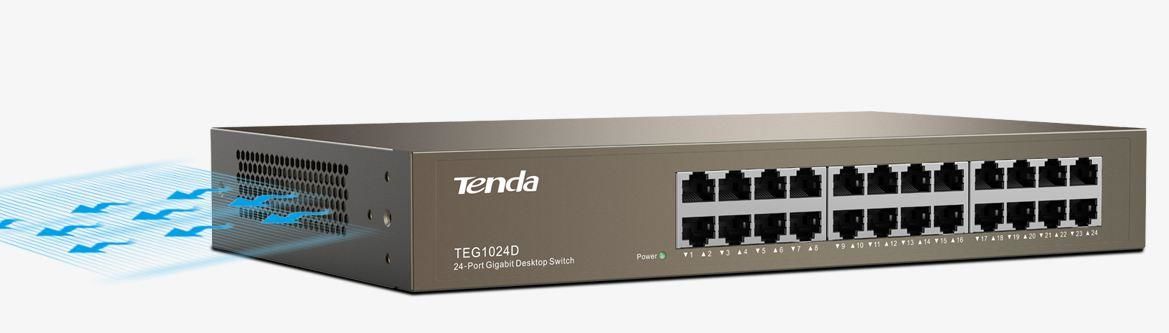 Tenda 24 Port Switch 10/100/1000 Mbps Çelik Kasa Rack Mount