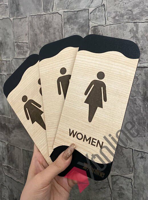 Meşe Serisi Kadın WC Erkek WC ve Genel WC 3'lü Natural Yönlendirme Seti