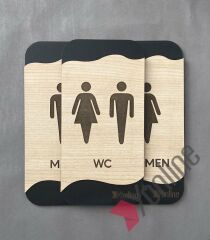 Meşe Serisi Kadın WC Erkek WC ve Genel WC 3'lü Natural Yönlendirme Seti