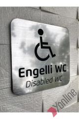 Metalik Gümüş Engelli WC Levhası
