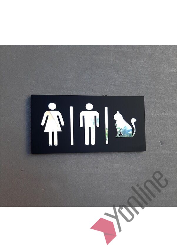Aynalı Kadın - Erkek - Evcil Hayvan WC Levhası