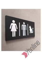Aynalı Kadın - Erkek - Evcil Hayvan WC Levhası