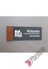 Wooden Serisi Muhasebe Kapı İsimliği